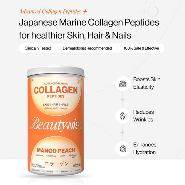 Beautywise Advanced Marine Collagen Peptides For Skin, Hair & Nails - Mango Peach Flavour