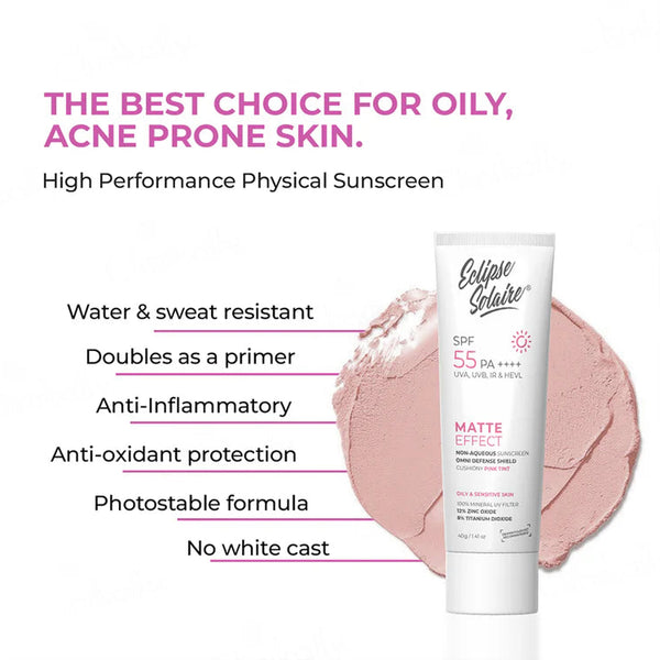 Eclipse Solaire Matte Effect Cushiony Pink Tint Non Aqueous Sunscreen SPF 55 PA++++