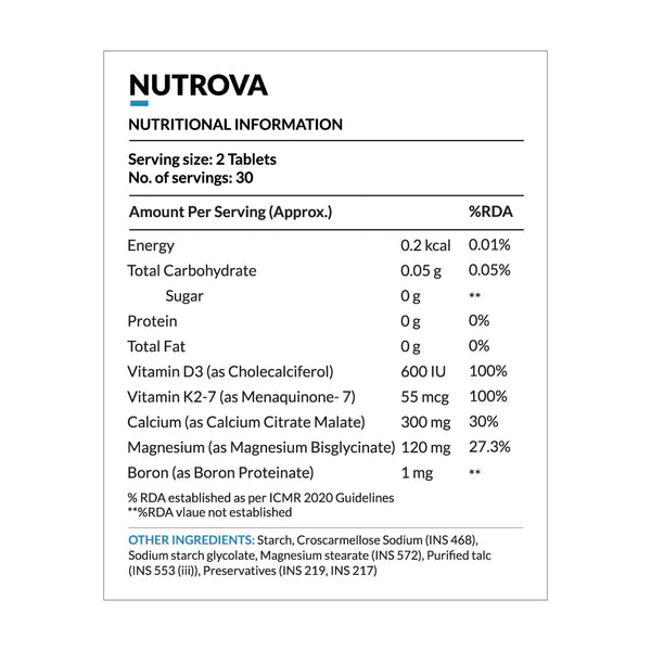 Nutrova Calcium + Magnesium Health Supplement Tablet