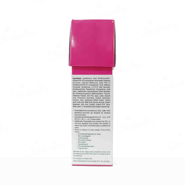 Photostable Acne Sunscreen Gel SPF 55+ PA+++