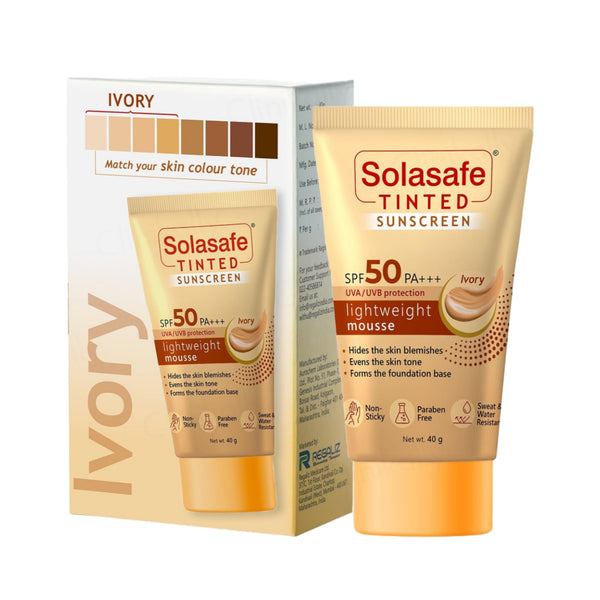 Solasafe Tinted Lightweight Mousse Sunscreen SPF 50 PA+++ (Ivory)