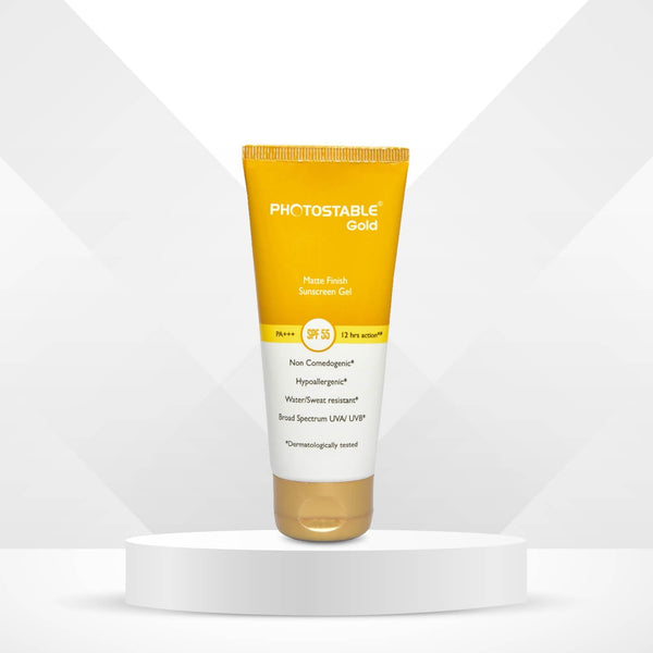 Photostable Gold Matte Finish Sunscreen Gel SPF 55