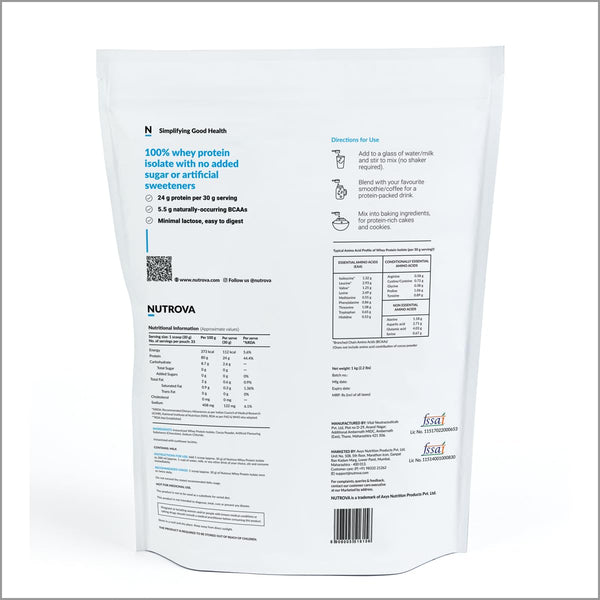Nutrova Whey Protein Isolate - Dark Chocolate Flavour