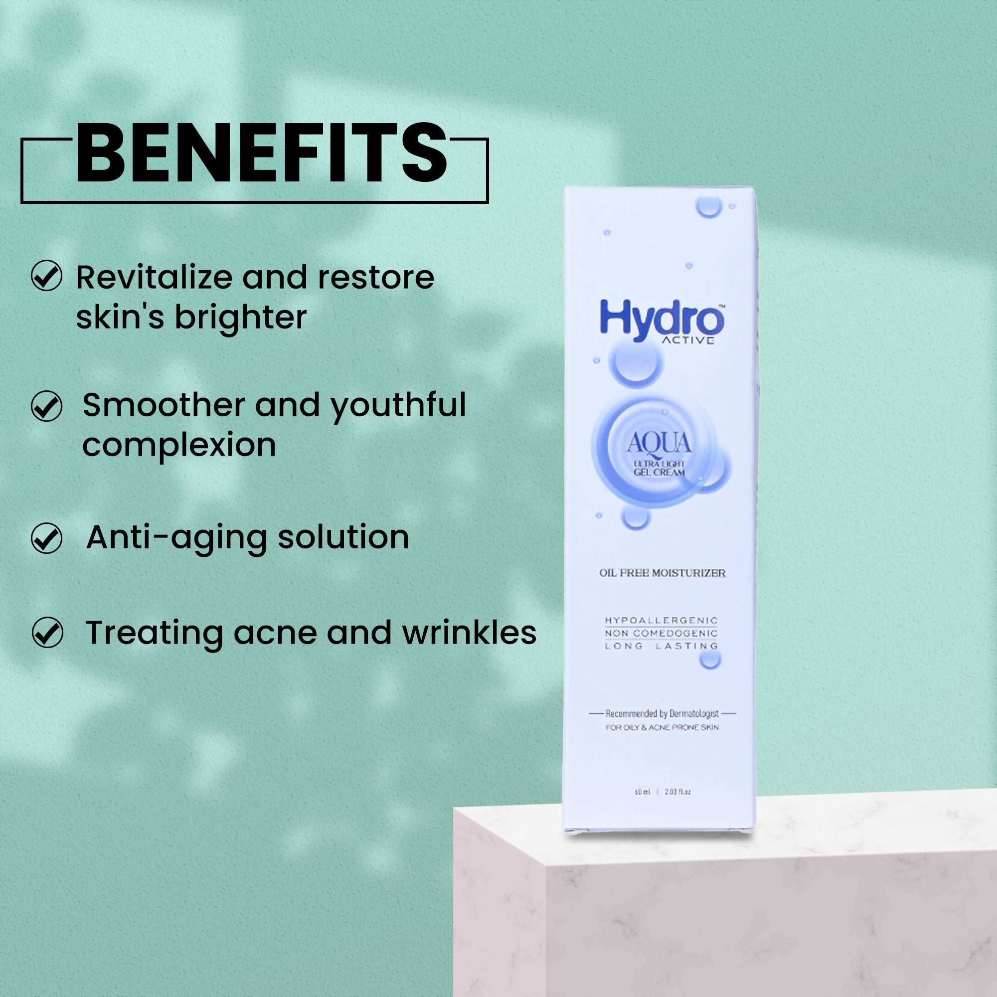 Hydro Active Aqua Ultra Light Gel Cream | Gel Based Moisturizer for Oily Skin | 60ML