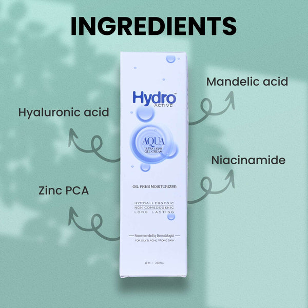 Hydro Active Aqua Ultra Light Gel Cream | Gel Based Moisturizer for Oily Skin | 60ML