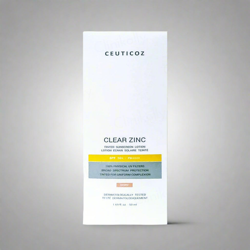 Ceuticoz Clear Zinc Tinted Sunscreen Lotion SPF 50+ PA++++ (Ivory)