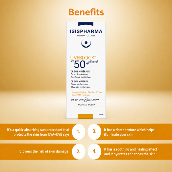 Isispharma UVE Block Mineral Cream Sunscreen SPF 50+ PA++++