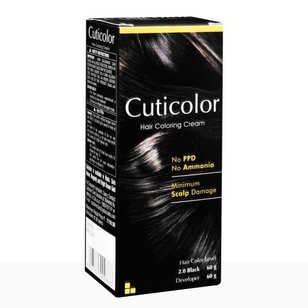 Cuticolor Hair Coloring Cream Black 2.0
