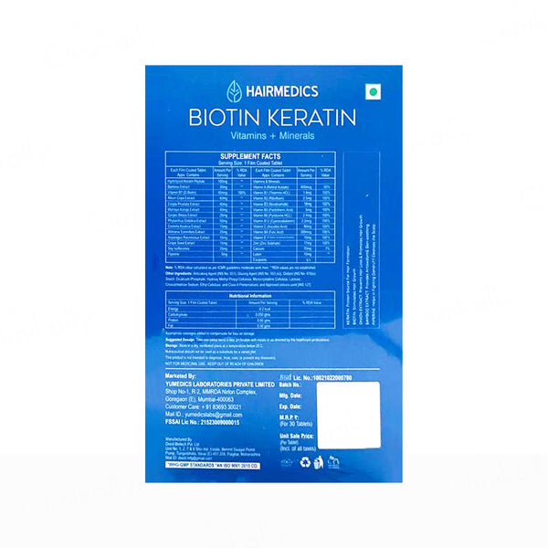 Yumedics Hairmedics Biotin + Keratin Vitamins & Minerals Nutraceutical Tablet