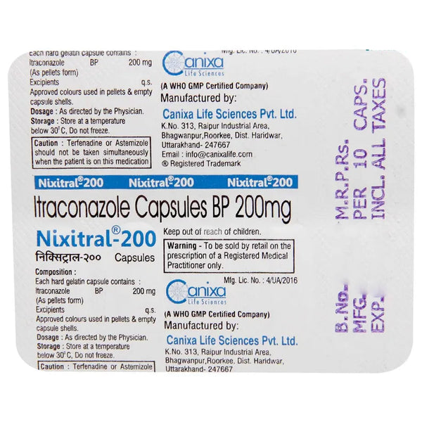 Nixitral-200 Itraconazole Capsules IP 200 mg
